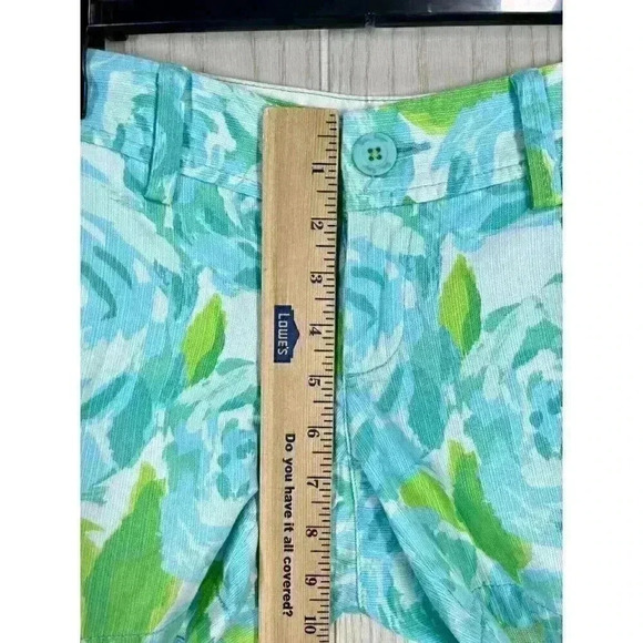 Lilly Pulitzer Shorts Size 00 Blue The Callahan Floral Cotton Chino Rose Print - Picture 9 of 10
